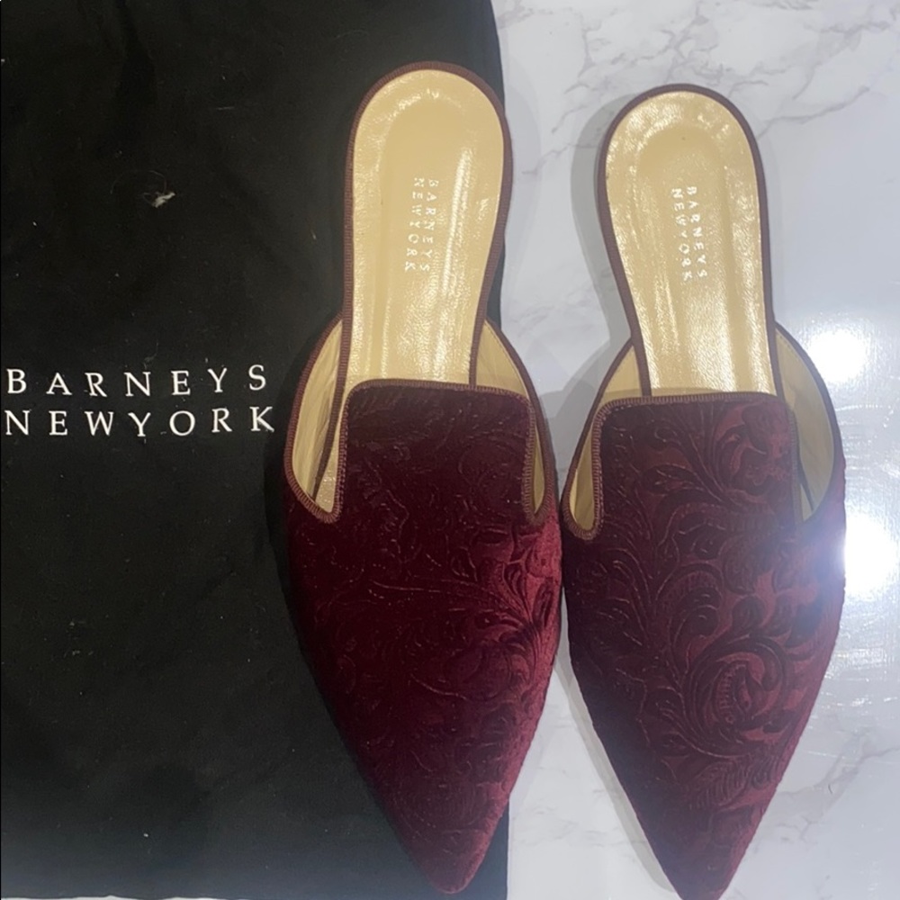 Red Velvet Barney’s Mules